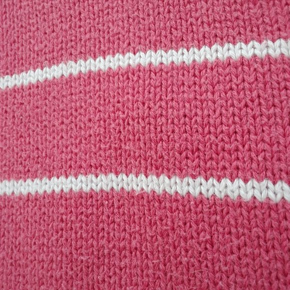 Liz Claiborne Pink White Striped Ribbed Knit Collared Sweater Size M - Picture 7 of 10